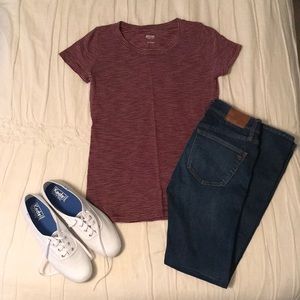 3/$15 Mossimo Maroon Striped Crewneck Tee